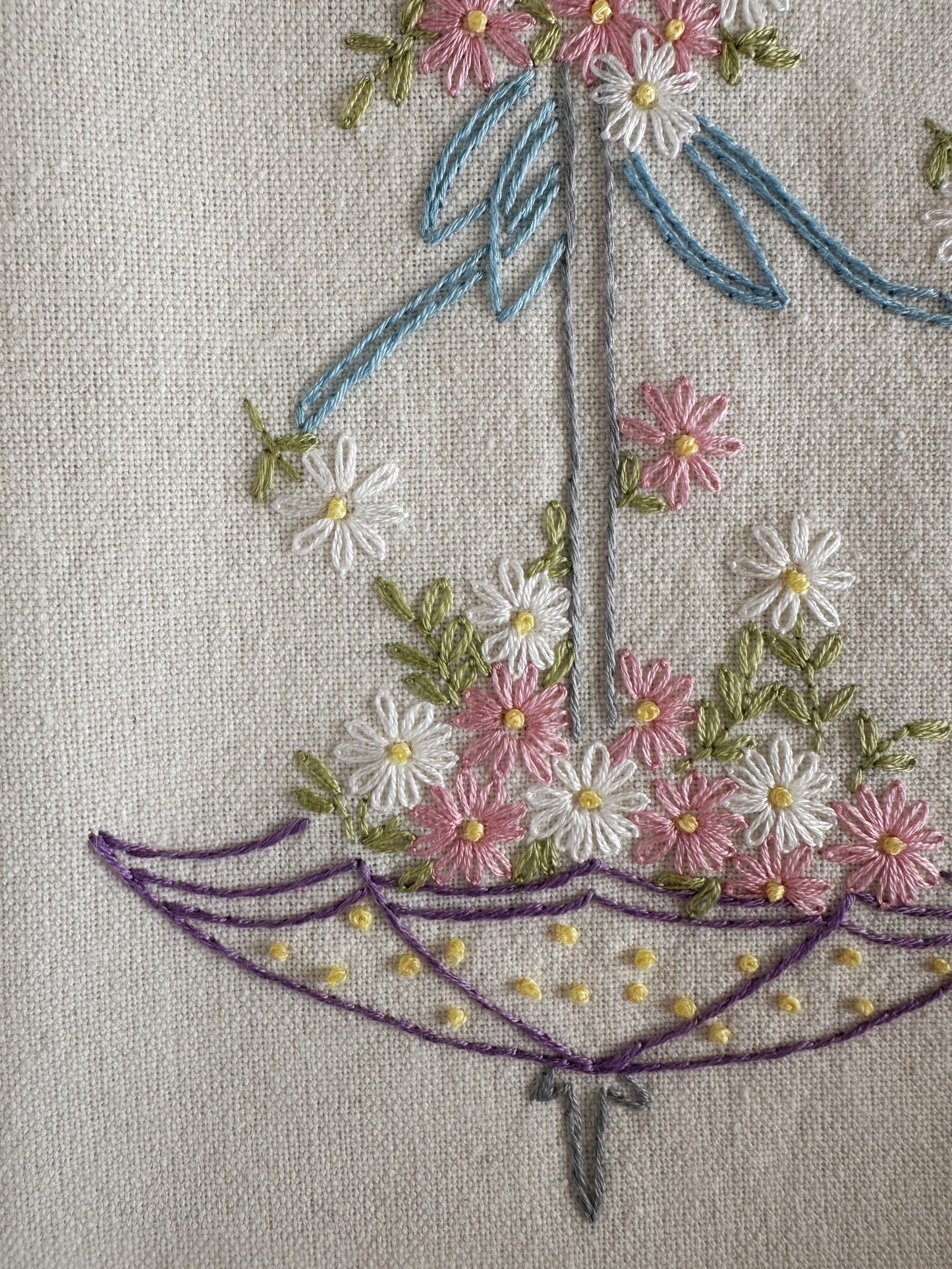 Hand Embroidered Tea Towel - Vintage Design