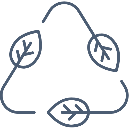 Recycling symbol with leaves on a white background